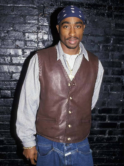 Tupac Shakur Brown Leather Vest