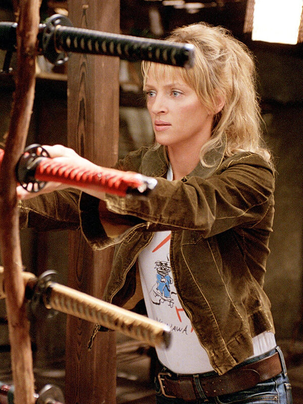 Uma Thurman Kill Bill Brown Leather Jacket