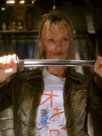 Uma Thurman Kill Bill Brown Leather Jacket