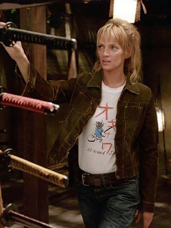 Uma Thurman Kill Bill Brown Leather Jacket