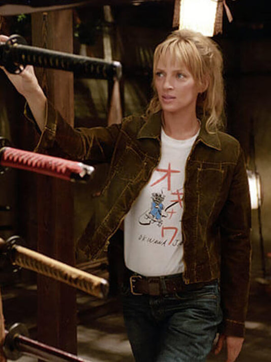 Uma Thurman Kill Bill Brown Leather Jacket