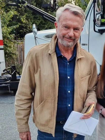 Untamed S01 Sam Neill Brown Cotton Jacket