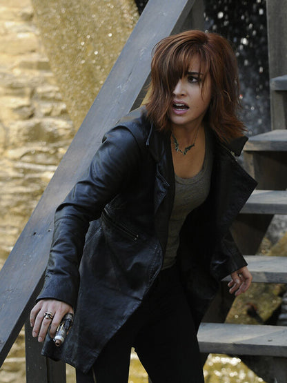 Warehouse 13 S04 Allison Scagliotti Black Leather Coat