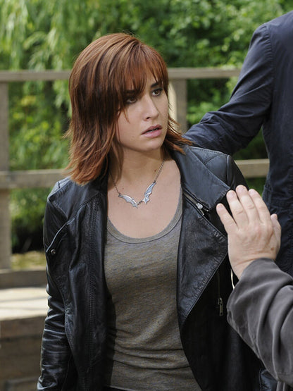 Warehouse 13 S04 Allison Scagliotti Black Leather Coat
