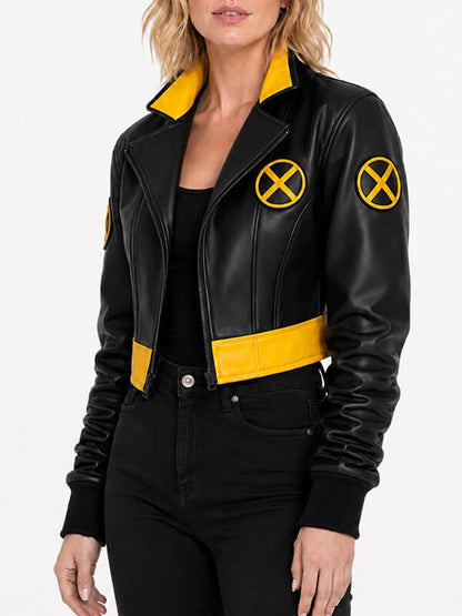 X-Men 97 Rogue Black Leather Cropped Jacket