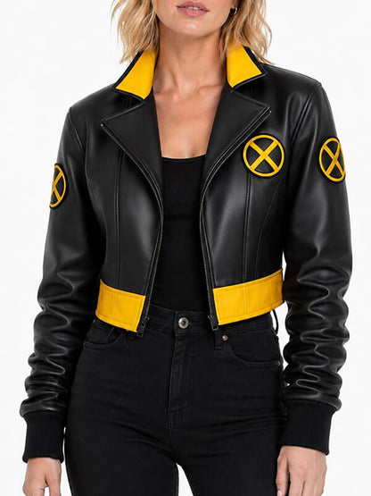 X-Men 97 Rogue Black Leather Cropped Jacket