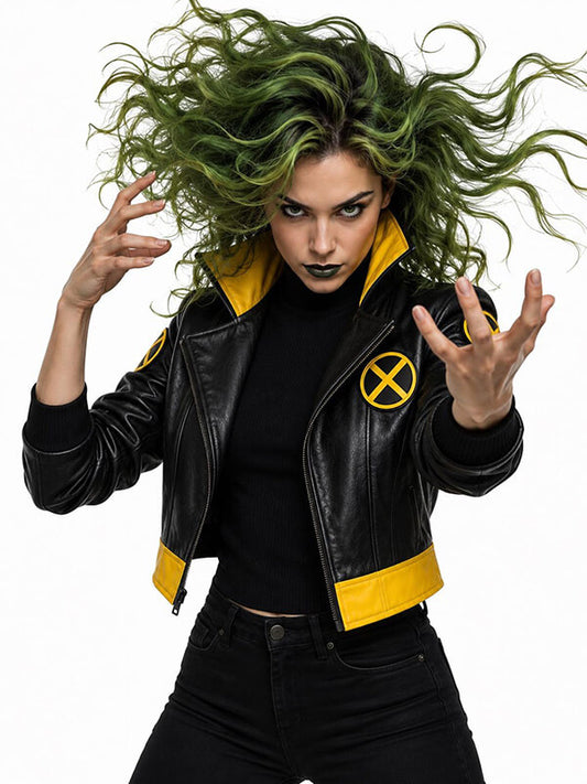 X-Men 97 Rogue Black Leather Cropped Jacket
