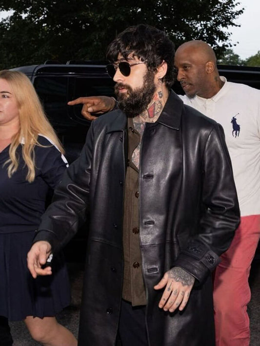 Zayn Malik Black Leather Coat