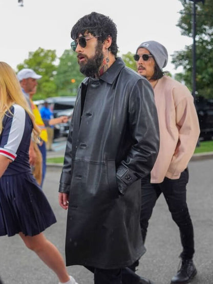 Zayn Malik Black Leather Coat