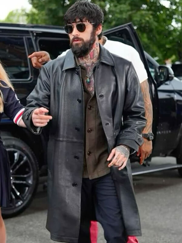 Zayn Malik Black Leather Coat
