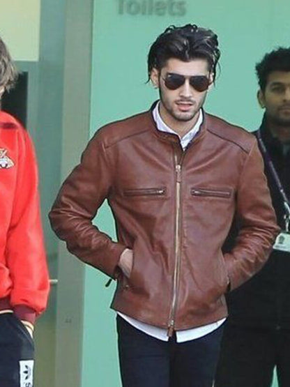 Zayn Malik Brown Biker Leather Jacket