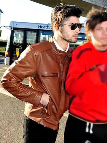 Zayn Malik Brown Biker Leather Jacket