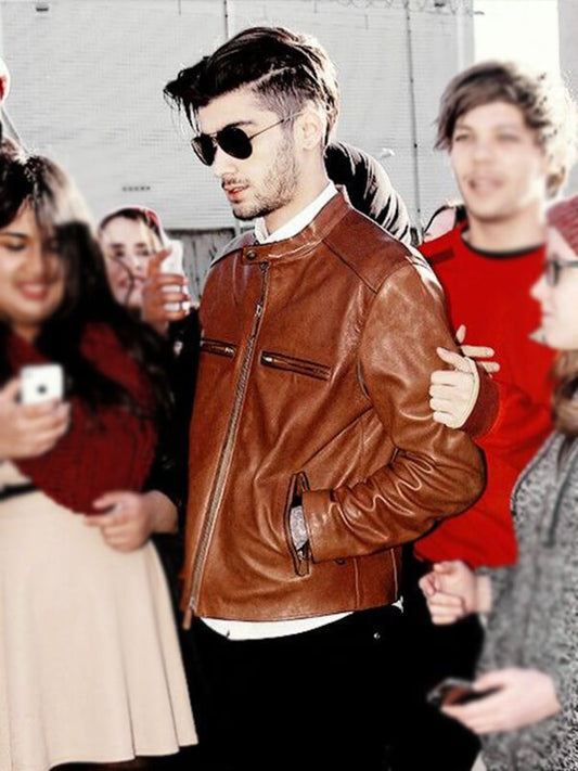 Zayn Malik Brown Biker Leather Jacket