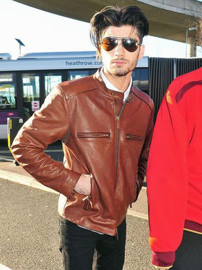 Zayn Malik Brown Biker Leather Jacket