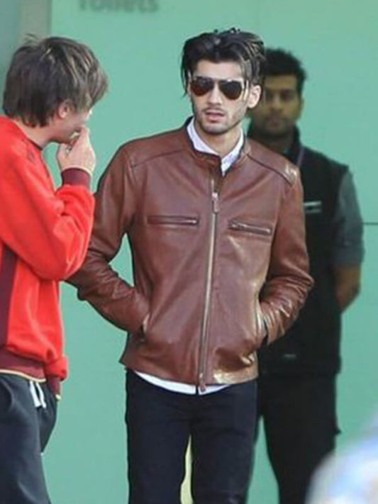 Zayn Malik Brown Biker Leather Jacket