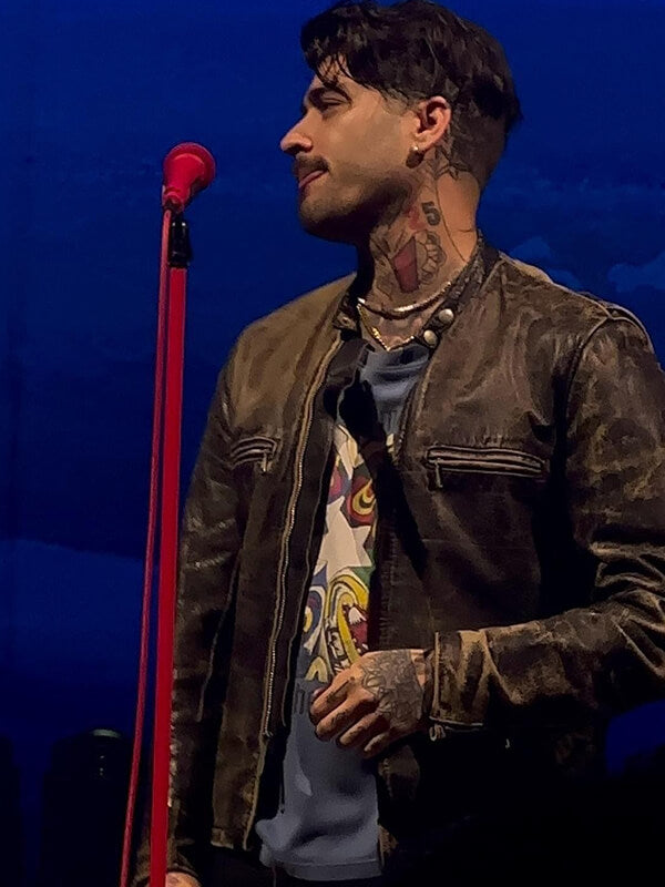 Zayn Malik Brown Leather Distressed Jacket