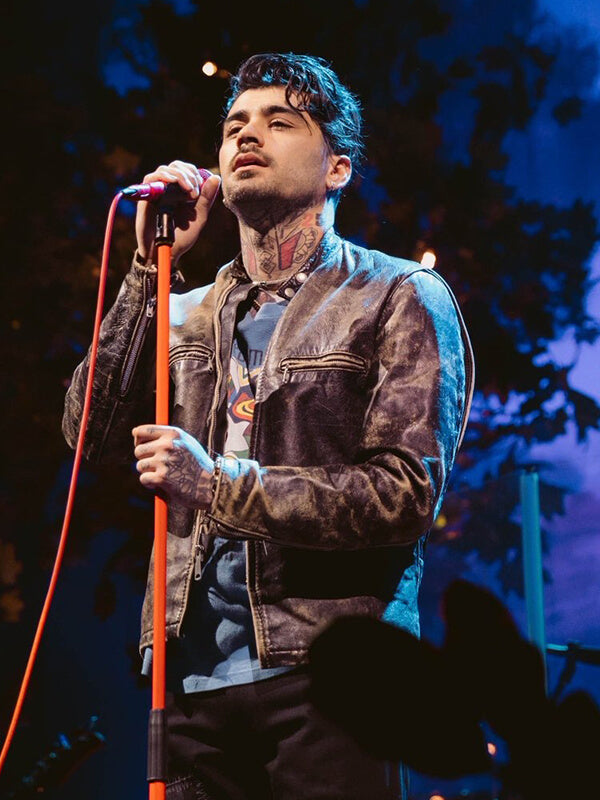 Zayn Malik Brown Leather Distressed Jacket