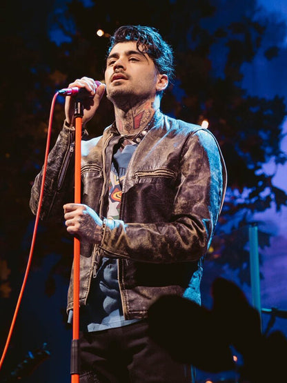 Zayn Malik Brown Leather Distressed Jacket