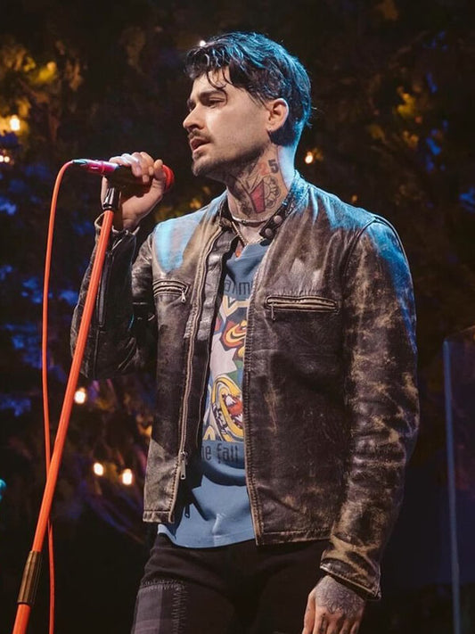 Zayn Malik Brown Leather Distressed Jacket