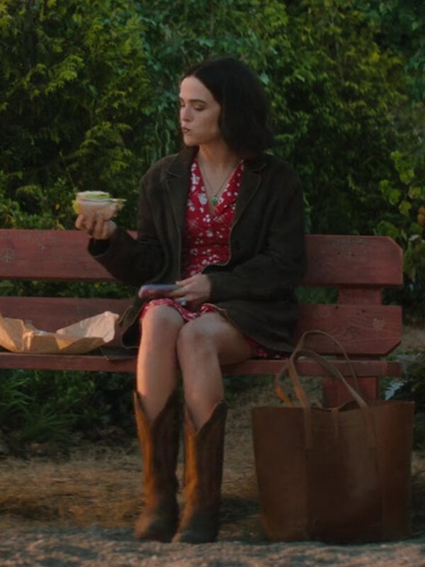 Zoey Deutch Voicemails For Isabelle 2026 Brown Suede Coat