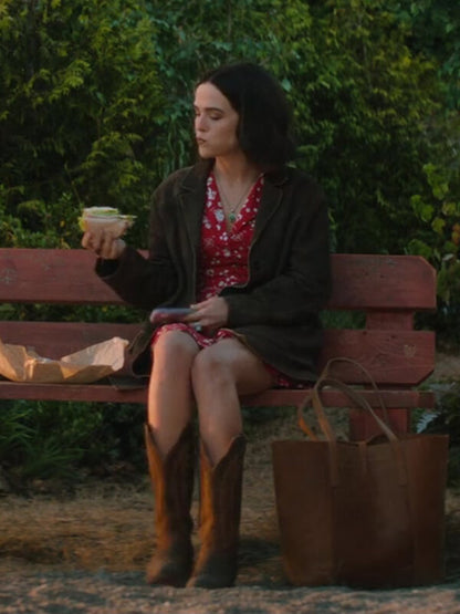 Zoey Deutch Voicemails For Isabelle 2026 Brown Suede Coat